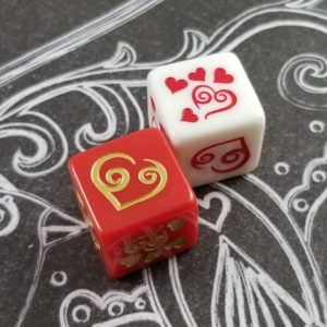 Heart Dice, Set of 2 - D6 - valentines, love, wedding