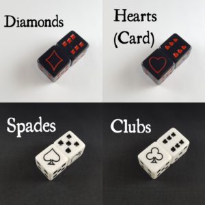 Card Suit Dice/Poker Dice, Set of 4 - D6